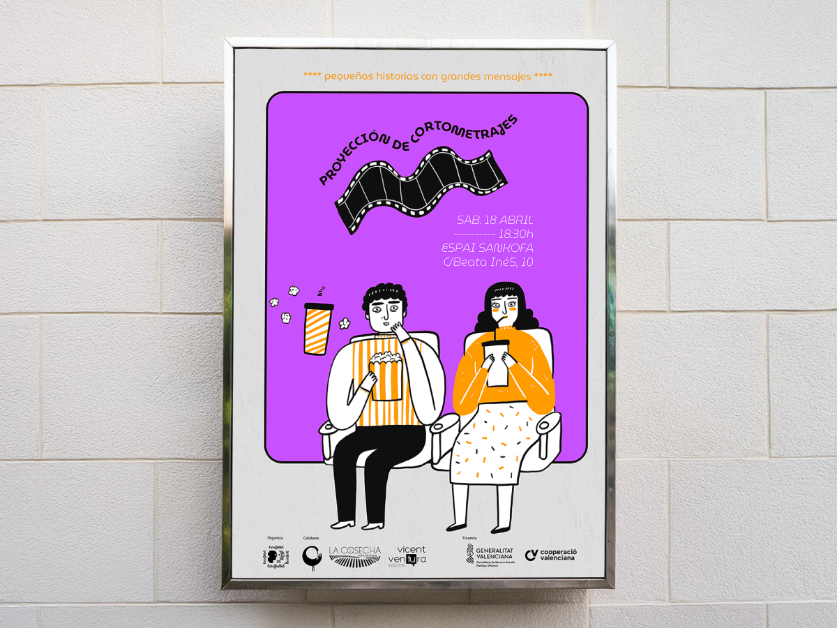 Cartel proyección cortometrajes Entrepobles Valencia